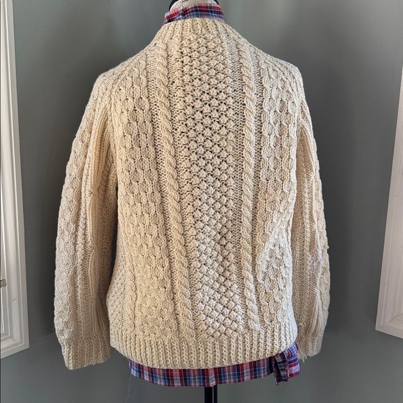 Donegal Tradition vintage Irish fisherman sweater soft wool leather buttons Med - Picture 5 of 15